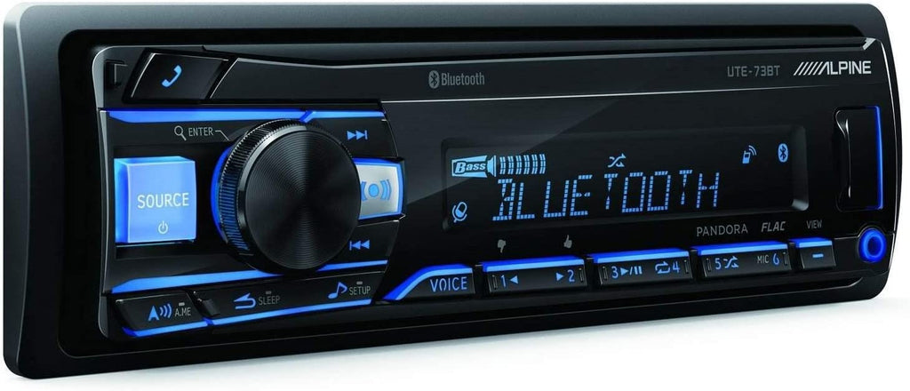 Alpine UTE-73BT In-Dash Digital Media Receiver with Bluetooth and Pandora Control with Metra 99-3410 & Metra 70-2003