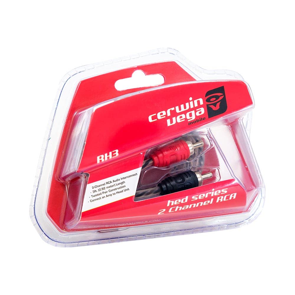 Cerwin Vega RH3 HED 2 channel 3ft twisted RCA cable w/single molded ends