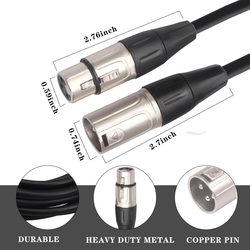 MR DJ CXMXF3 3' XLR Male to XLR Female Microphone Balanced Instrumental Dj XLR Interconnect Cable