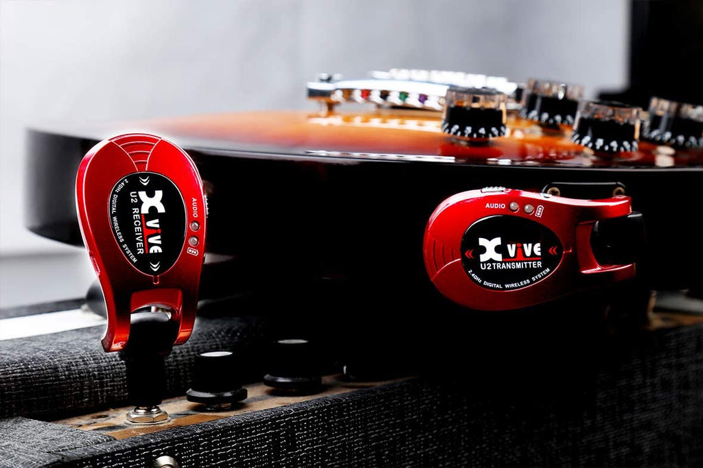 Xvive U2 Guitar Wireless System 3-tone Sunburst 2.4GHz Digital Guitar Wireless Transmitter and Receiver for Electric Guitar Bass Violin Keyboard