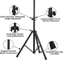 Load image into Gallery viewer, 2 MR DJ Heavy Duty PA DJ Speaker Universal Adjustable Height Tripod Stands