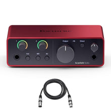 Charger l&#39;image dans la galerie, Focusrite Scarlett Solo 4th Gen 2x2 USB Audio Interface With Single Microphone Preamp &amp; XLR Cable