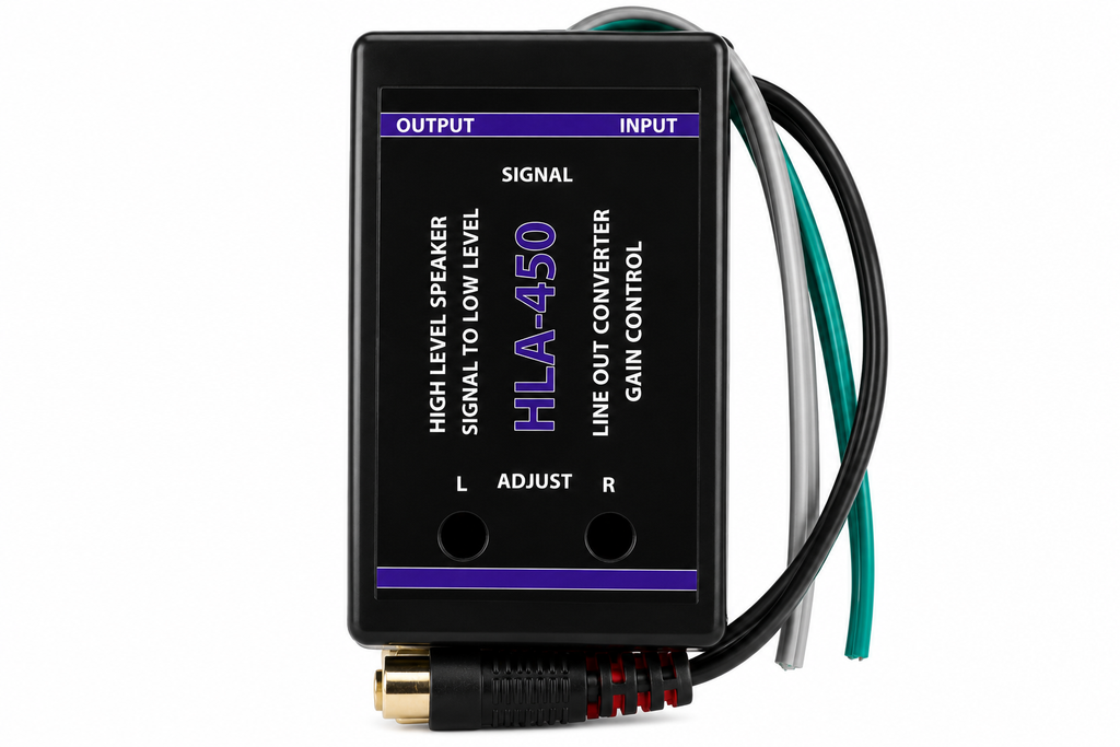 2 Absolute HLA450 2-Ch High-to-Low Line Output Converter Adjustable Speaker Level to RCA Converter
