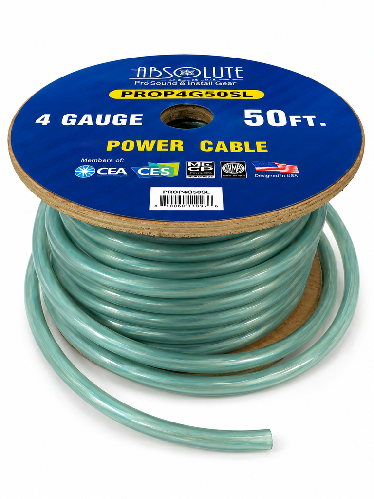 Absolute PROP4G50SL Pro Series Silver 50 Feet 4 Gauge Ultra Flexible Power/Ground Battery Amp 12V Cable Wire