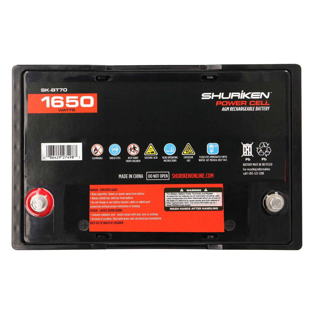 Shuriken SK-BT70 12V High Performance AGM Power Cell Battery for Systems Up To 1650 Watts