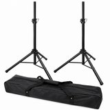 2 MR DJ SS300B Speaker Stand with Road Carrying Bag Universal Black Heavy Duty Folding Tripod PRO PA DJ Home On Stage Speaker Stand Mount Holder with Road Carrying Bag