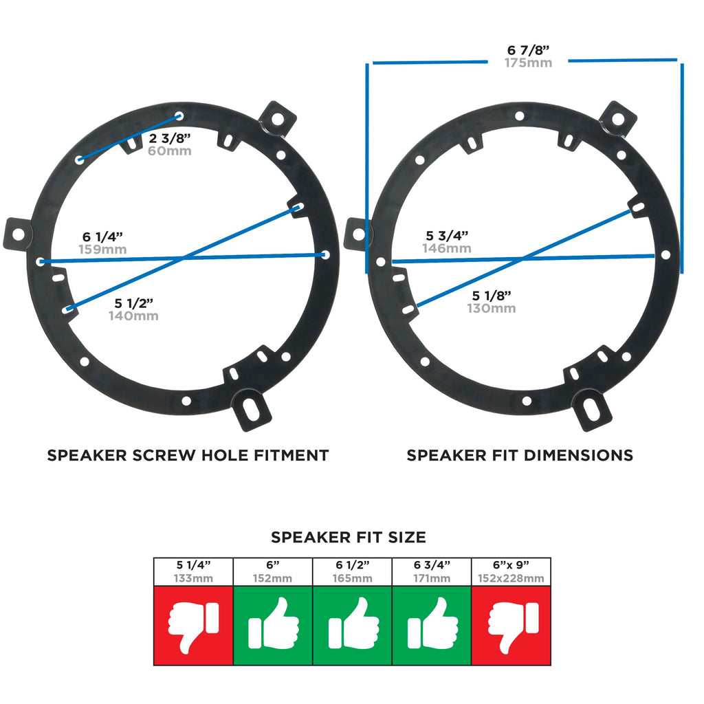 Metra 82-6601 Speaker Adapters 6 to 6.75 in - Compatible Fits for Chyrsler Multi-app 95-10