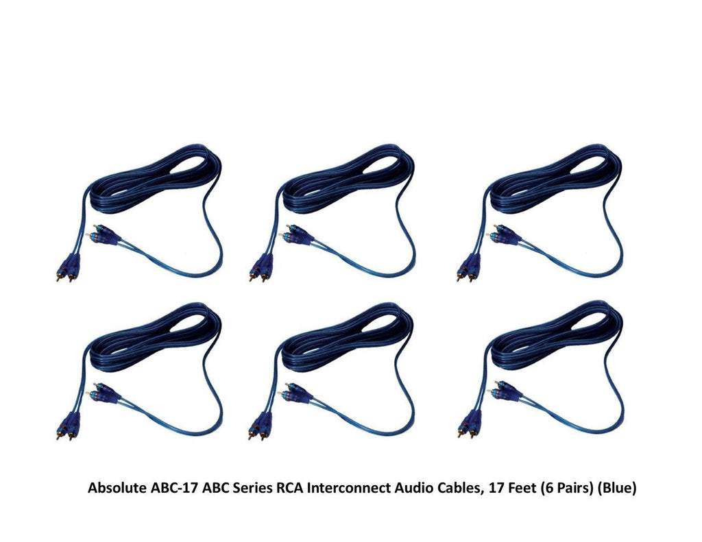 Absolute 6 Pack ABC-17 17 Feet Blue RCA Interconnect Audio Cables