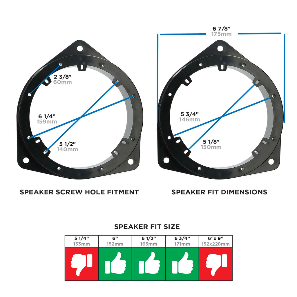 Metra 82-8151 Speaker Adapter 6 to 6 3/4in - Compatible Fits for Lexus RX300 1999-2003