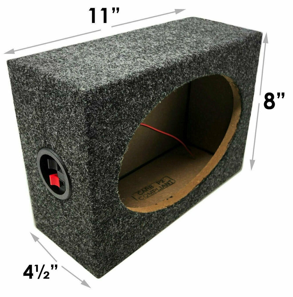 2 Pair MK Audio 6"x9" Square MDF Speaker Box with Black Carpet & Terminal Cups for Car & Home