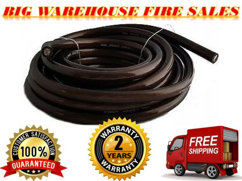 A TERMINAL 25 FEET 0 GAUGE BLACK POWER / GROUND WIRE CABLE 1/0 GAUGE CAR AUDIO