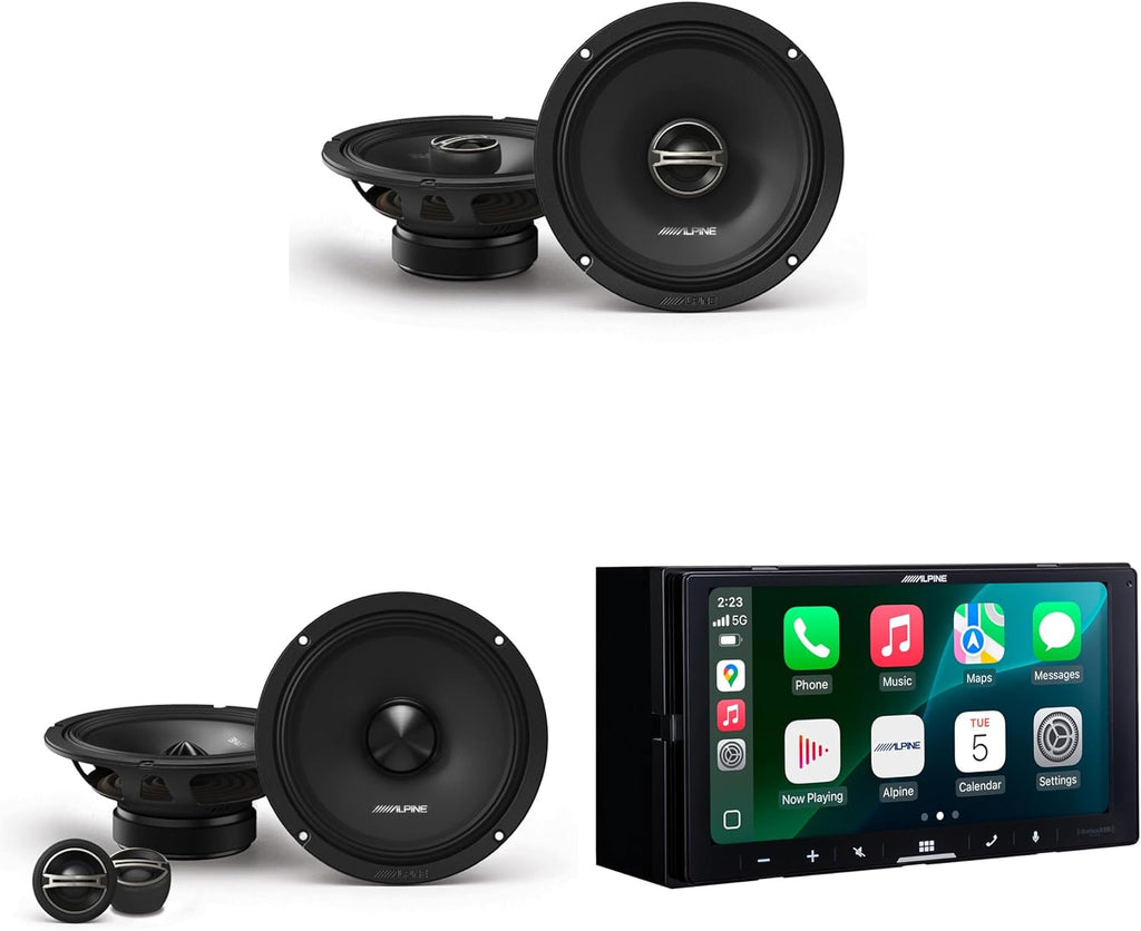 Alpine iLX-W770 Multimedia Receiver Wireless CarPlay & Android + DM-65C-G 6.5" Component & DM-65-G 6.5" Coaxial Bundle