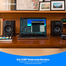 Load image into Gallery viewer, PreSonus Eris 3.5BT Bluetooth Studio Monitors, Pair — Powered, Active Monitor Speakers for Desktop, Turntable, Record Player, Bookshelf, DJ Speakers
