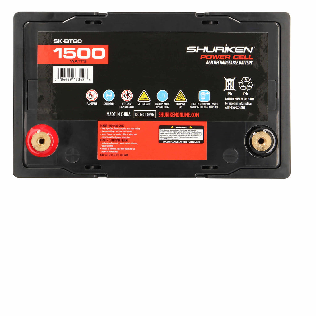 Shuriken SK-BT60 12V High Performance AGM Power Cell Battery for Systems Up To 1500 Watts
