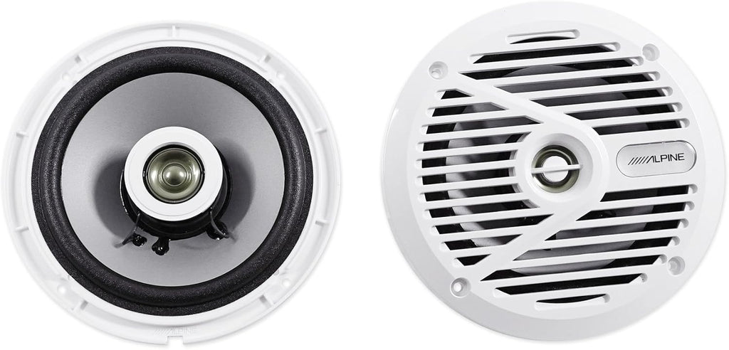 2 Alpine SPS-M601W 6.5” Coaxial 2-Way Marine Speaker with White Grilles