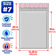 Load image into Gallery viewer, BM Paper 25-Pack #7 14.25" x 19" White Bubble-Lined Poly Mailers Self-Sealing Padded Shipping Envelopes