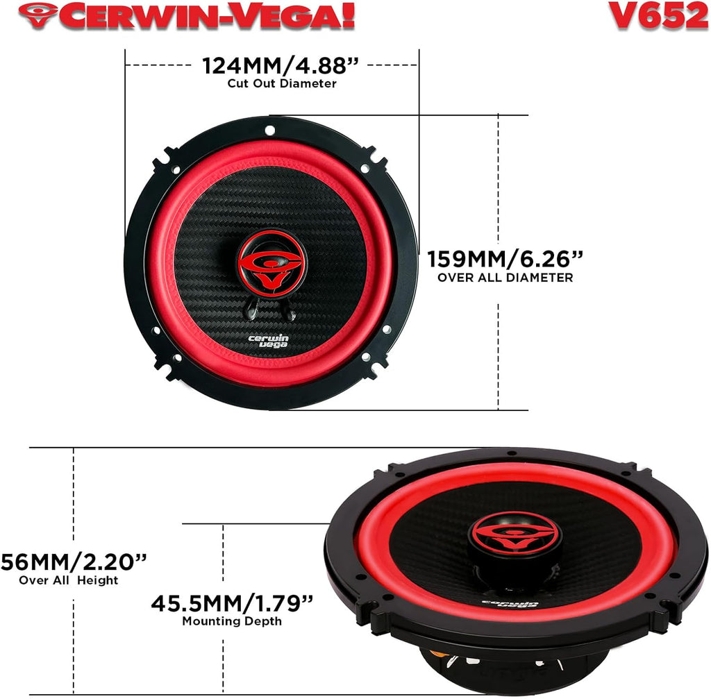Cerwin Vega V652 2025 Edition - 6.5" 2-Way Coaxial Full Range Speakers (2Ω)