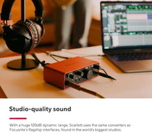 Charger l&#39;image dans la galerie, Focusrite Scarlett 2i2 Studio 4th Gen USB Audio Interface Bundle for the Songwriter with Condenser Microphone and Headphones for Recording, Streaming, and Podcasting
