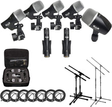 Load image into Gallery viewer, CAD Audio Stage7 7-Piece Drum Instrument Mic Carrying Case + 2 Mic Stands &amp; 2 Kick Stands + 7 XLR Mic Cables