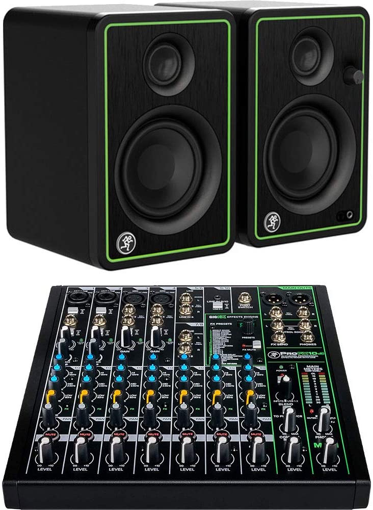 Mackie CR3-X Studio Monitor + ProFX10v3 10-channel Mixer W USB Effects