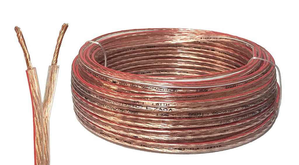 American Terminal 16 Gauge 250 Feet Speaker Wire Cable with Flex Clear PVC Sheathing Ideal for Home Theater Speakers, Marin, and Car Speakers Installation