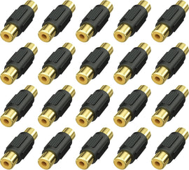 Absolute FF-100B-20 Gold RCA Female-to-Female Coupler Adapter 20 Pack