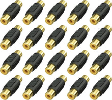 Load image into Gallery viewer, Absolute FF-100B-100 Gold RCA Female-to-Female Coupler Adapter 100 Pack