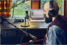 Mackie Producer Bundle with Onyx Producer interface, EM89D dynamic mic, EM91C condenser mic and MC-100 headphones.