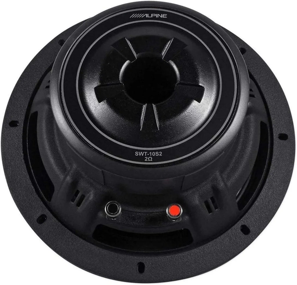 2 Alpine SWT-10S4 10" 1000W Shallow Slim Subwoofer + AudioControl Bass Processor