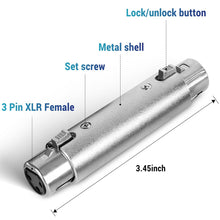 Load image into Gallery viewer, MR DJ AXLRFF-2 3-Pin XLR Female to 3-Pin XLR Female Audio Microphone Cable Extension Adapter Connector 2-Pack