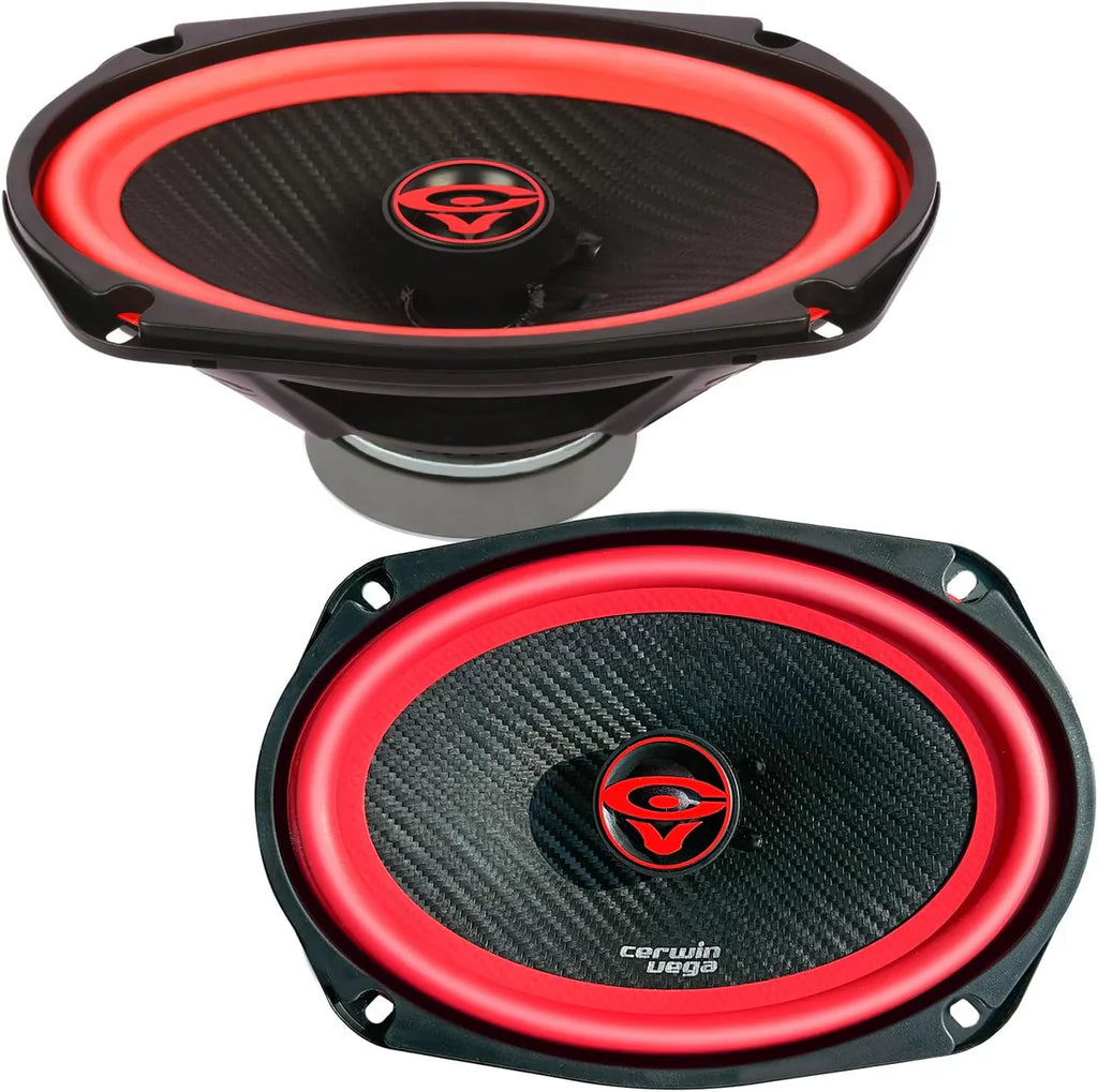 Cerwin Vega V69 420W 6x9" 2 Way Car Speakers + Angle Speaker Box Black Pair
