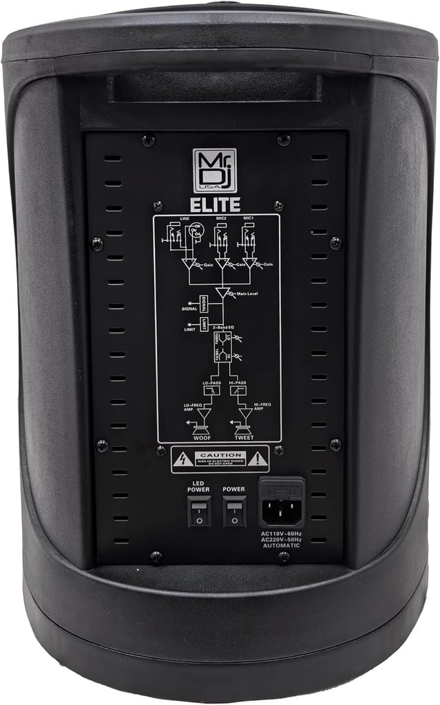 2 Pack MR DJ ELITE All-In-One 8" Portable Bluetooth Line Column Array Speaker