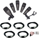 Samson DK705 5-Piece Drum Microphone Kit & Case with 5X Mic Cable, 20 ft. XLR Bulk + Valued Accessory Bundle