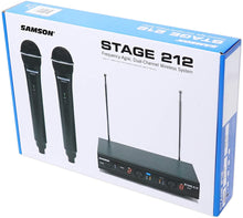 Load image into Gallery viewer, SAMSON Stage 212 Dual VHF Handheld Wireless Microphone System w 2 Q6 Mics Bundle with Mackie CR BUDS Studio Quality Earphones EarBuds Headphones w Mic &amp; Controls