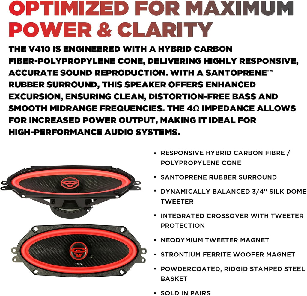 Cerwin Vega V410 2025 Edition - 4"x10" 2-Way Coaxial Full Range Speakers (4Ω) - V410