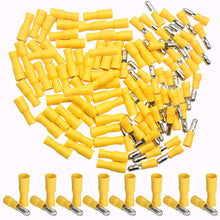 Load image into Gallery viewer, XP Audio 100Pcs 12-10 AWG of Yellow Insulated Female Male Bullet Connector Quick Splice Wire Terminals Wire Crimp Connectors