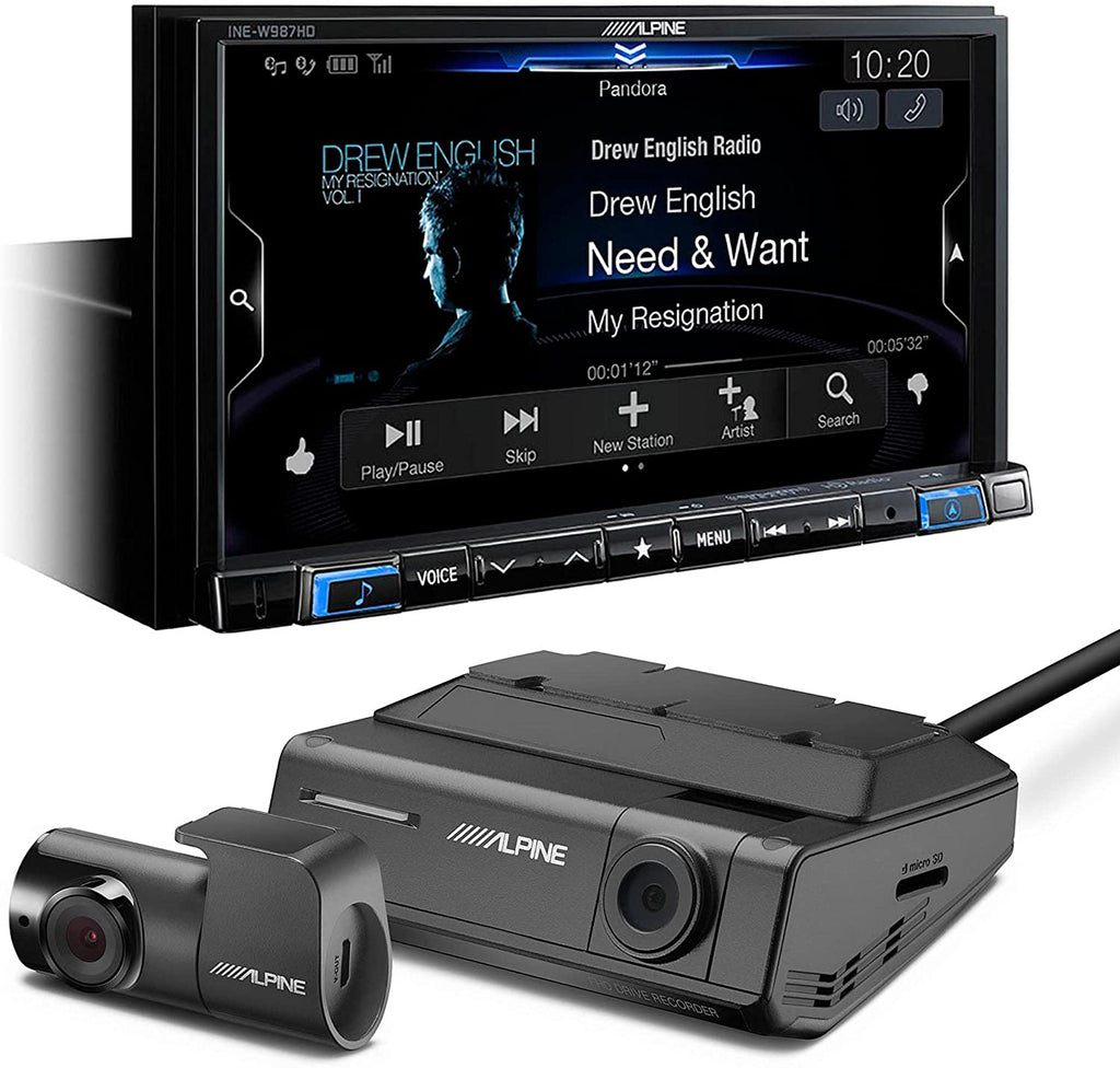 Alpine INE-W987 Digital Media Navigation Receiver DVR-C320R Windshield Mount Dashcam