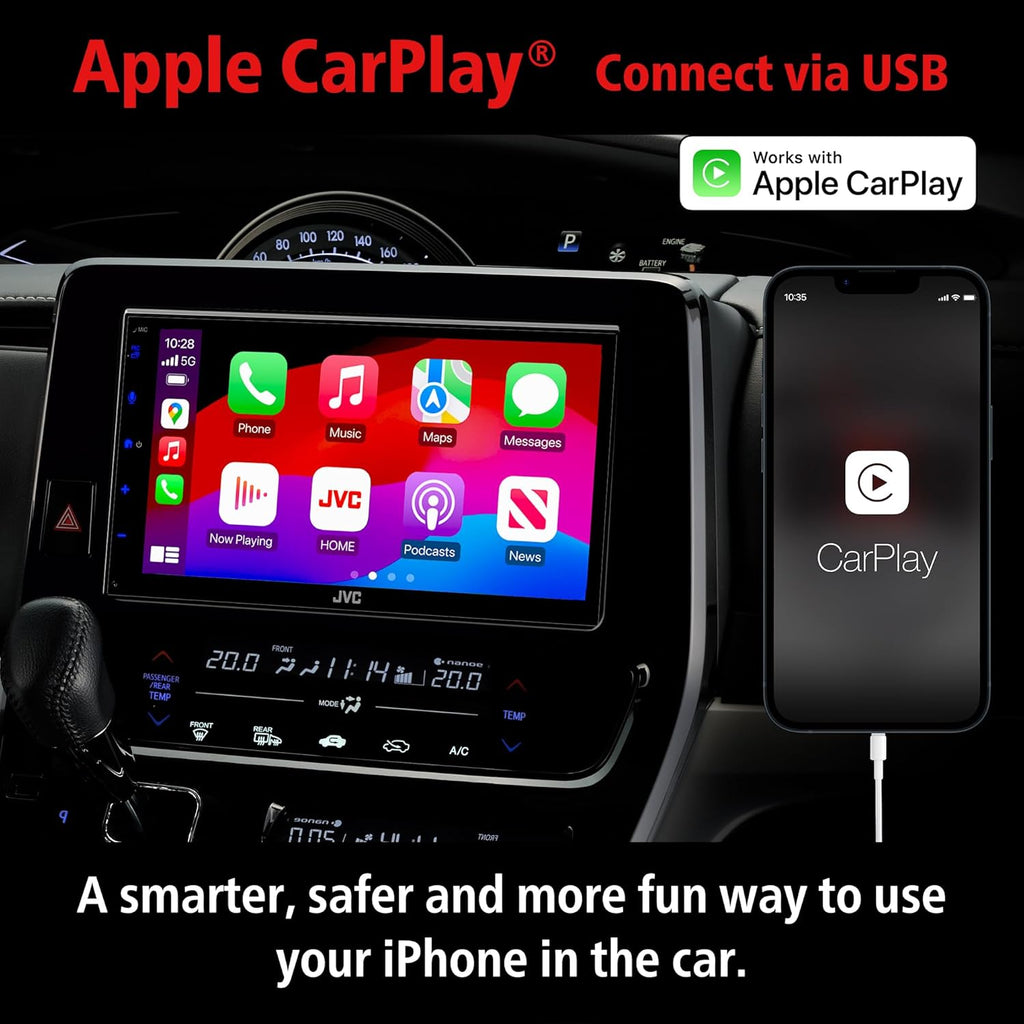 JVC KW-M595BT Digital Media Receiver 6.8" Capacitive Touch Monitor Apple CarPlay- Android Auto w/License Plate