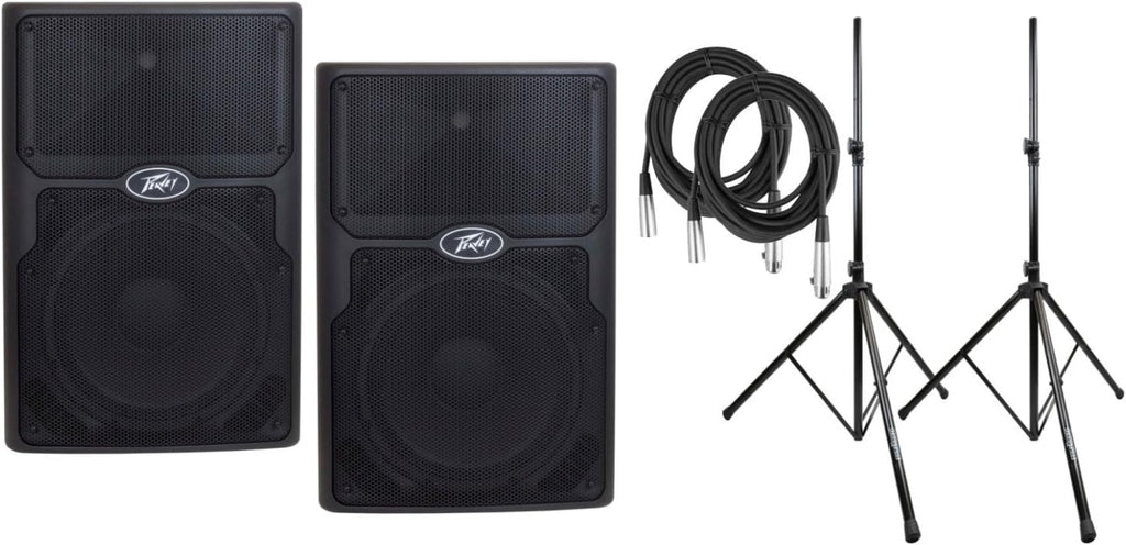 2 PVXP12 Bluetooth DSP 12" 980W Powered Speaker + Stand+ XLR Cable