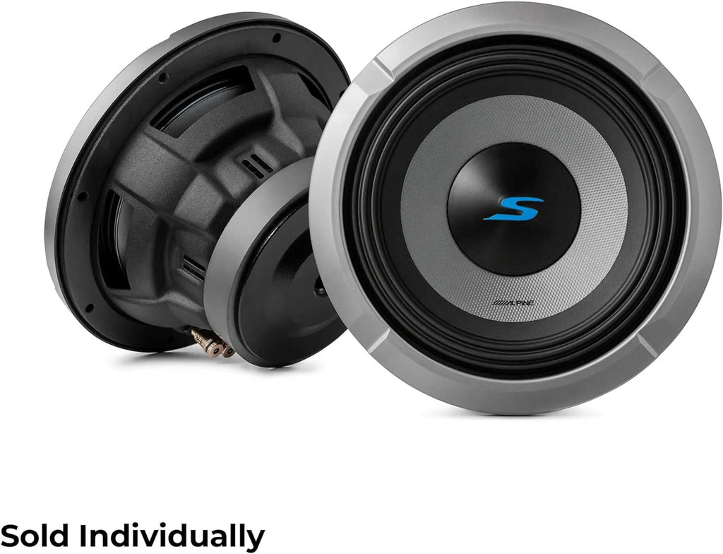 Alpine S2-W8D4 8" S-Series Dual 4 Ohm Car Subwoofer, 900W Max, 300W RMS