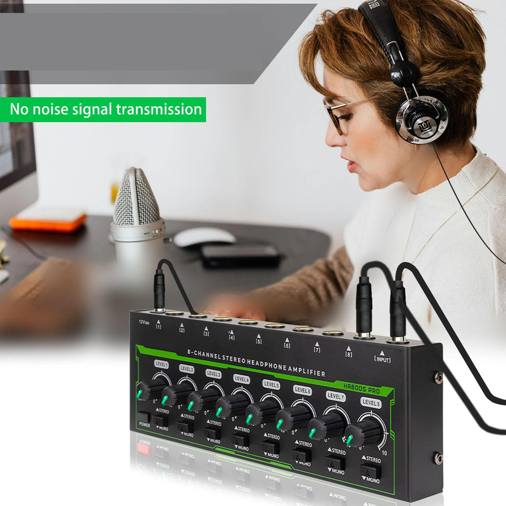 MR DJ Microamp HA800PRO Ultra-compact 8-channel stereo headphone amplifier