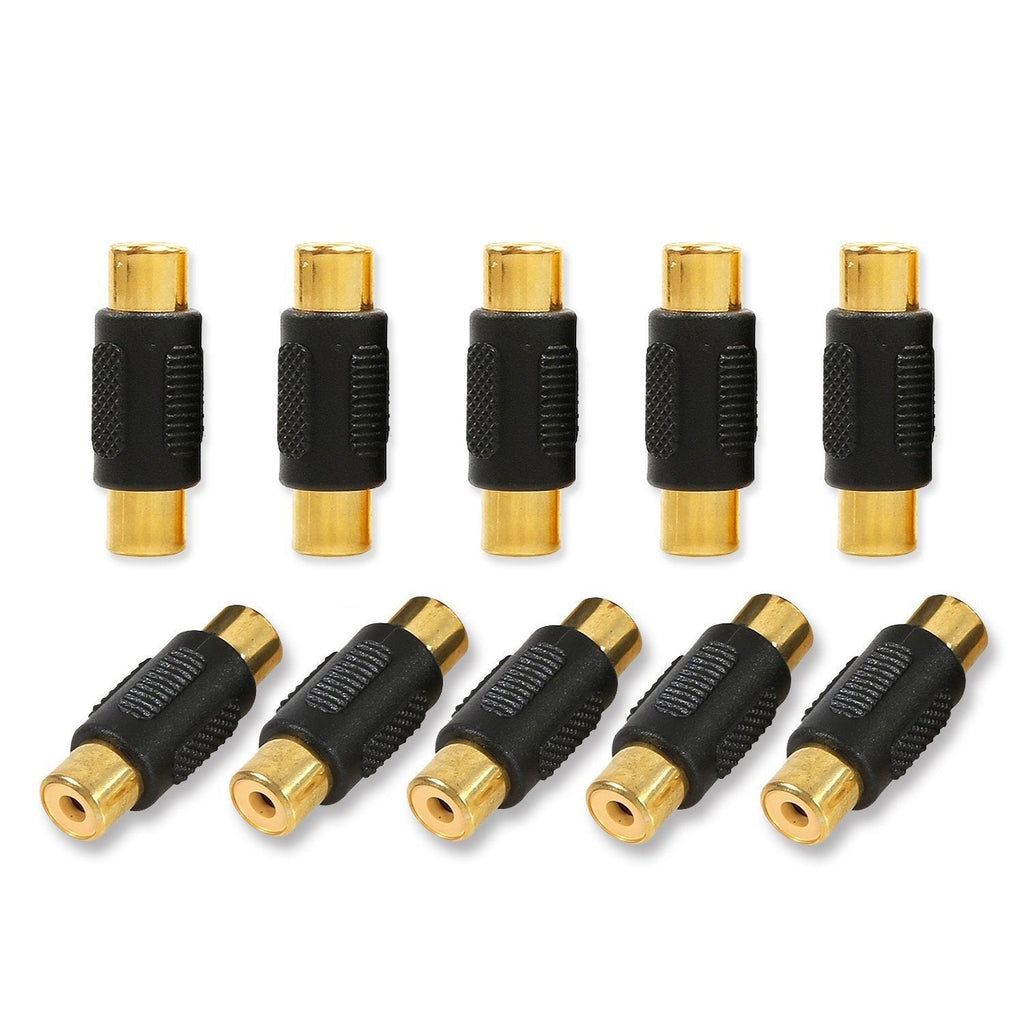 MR DJ USA MDFF100B-10 Female-to-Female RCA Barrel Connector Black (10 Pack)