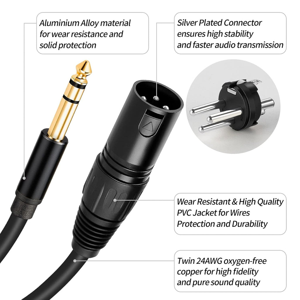 MR DJ CQSXM100 100' Pro PA DJ Karaoke XLR Male to 1/4" TRS Stereo Male Plug Audio Balanced Microphone Cable
