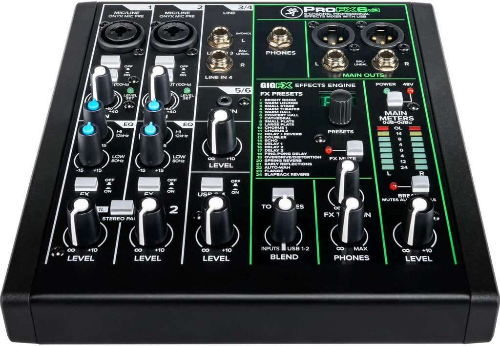 Mackie PROFX6v3 6 Channel Professional Effect Mixer with USB GigFX Effects