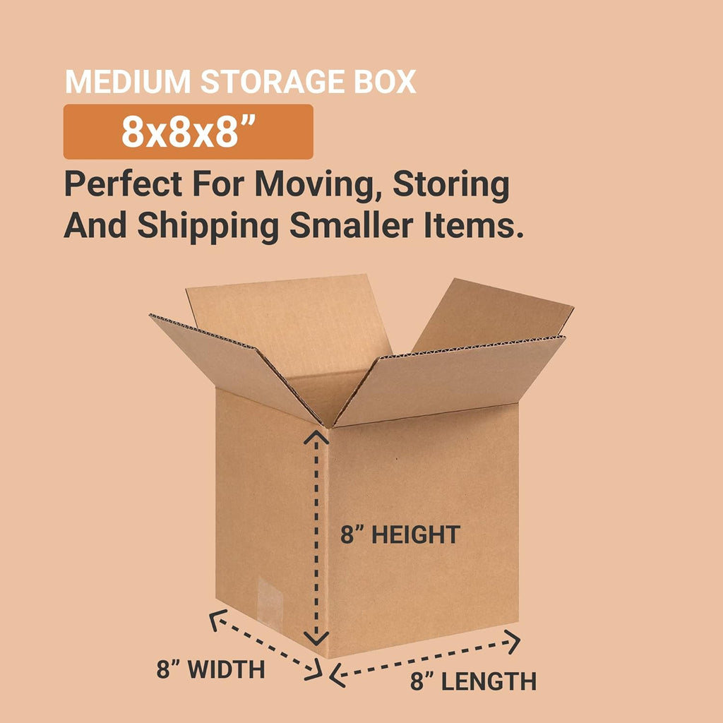 50 Pack Shipping Boxes 8"L x 8"W x 8"H Corrugated Cardboard Box for Packing Moving Storage