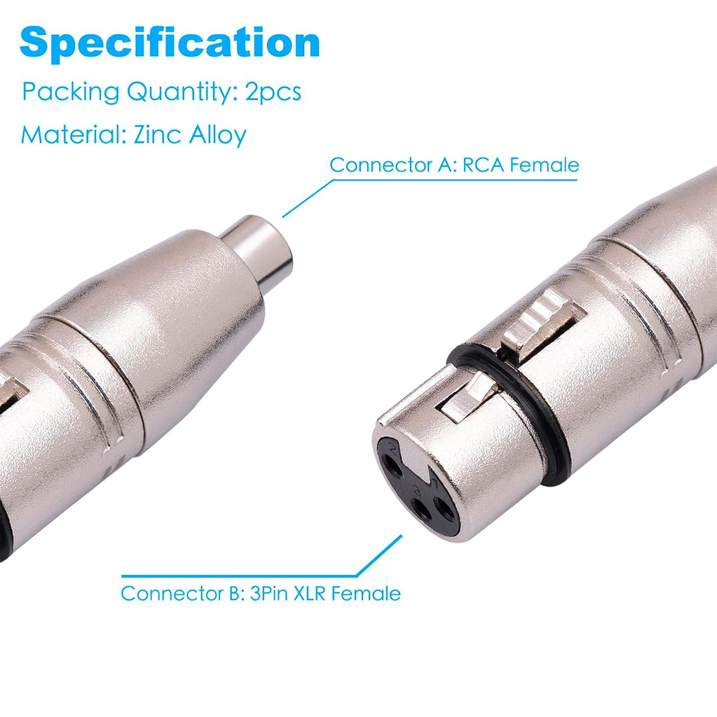 AT TRCAXLRF XLR Female to RCA Female Adapter Converter Gender Audio Coupler