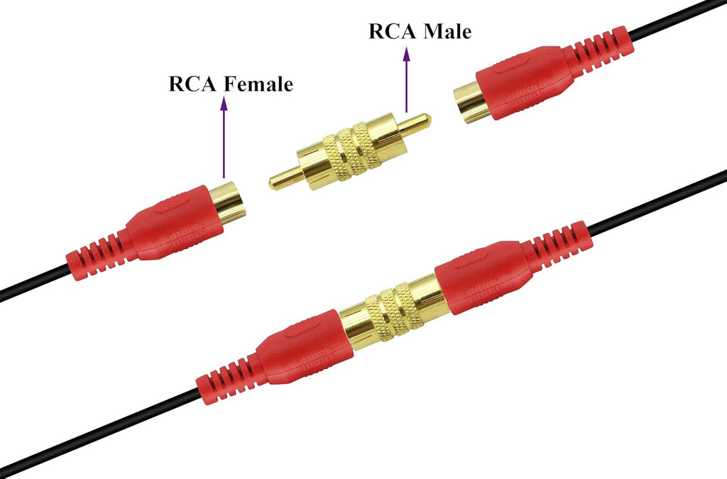 20 Male to Male Gold RCA cable Coupler Joiner Barrel Audio Video Connectors