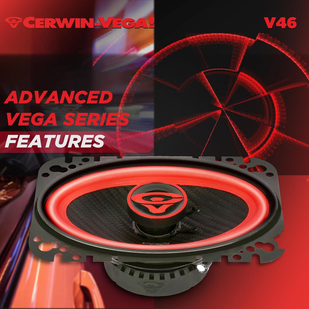 Cerwin Vega V46 2025 Edition - 4"x6" 2-Way Coaxial Full Range Speakers (4Ω)