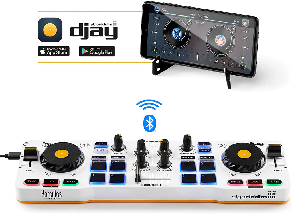 Hercules DJControl Mix Bluetooth Wireless DJ Controller Bundle with Headphone