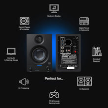 Load image into Gallery viewer, PreSonus Eris 3.5 Studio Monitors, Pair — Powered, Active Monitor Speakers for Near Field Music Production, Desktop Computer, Hi-Fi Audio